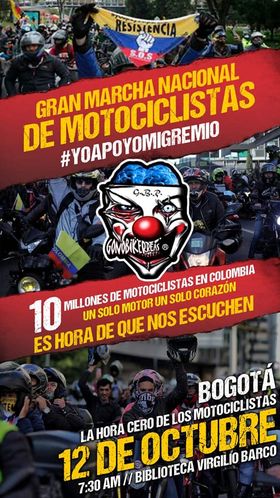 Nueva jornada de manifestaciones del gremio de moteros en Bogotá