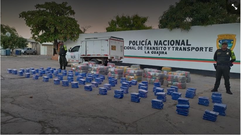 La Policía Nacional Incautó más de una tonelada de Marihuana en carreteras de la Guajira